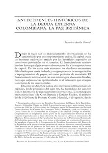 Antecedentes históricos de la deuda externa colombiana. La Paz Británica (Historical Previous of Colombian Foreign Debt. The Pax Britannica)