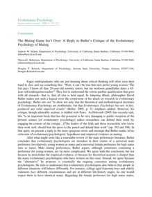 The Mating Game Isn’t Over: A Reply to Buller’s Critique of the Evolutionary Psychology of Mating