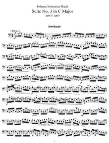 Partition complète, violoncelle  No.3, C major, Bach, Johann Sebastian par Johann Sebastian Bach