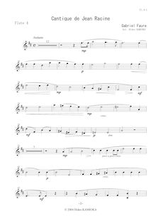 Partition flûte 4 , partie, Cantique de Jean Racine, Op.11, Fauré, Gabriel