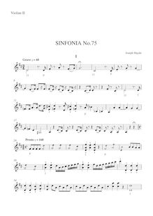 Partition violons II, Symphony Hob.I:75, D major, Haydn, Joseph par Joseph Haydn