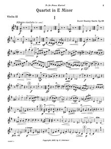 Partition violon 2, corde quatuor No.2, String Quartet in E minor
