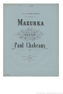 Partition complète, Mazurka en C-sharp minor, Op.20, C♯ minor, Chabeaux, Paul