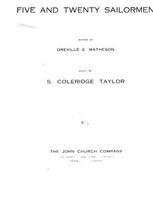 Partition complète, Five et Twenty Sailormen, Coleridge-Taylor, Samuel