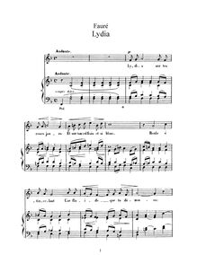 Partition No. 2 - Lydia (Original key, F), 2 chansons, Op.4, Deux mélodies Op. 4