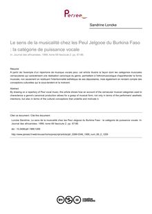 Le sens de la musicalité chez les Peul Jelgooɓe du Burkina Faso : la catégorie de puissance vocale - article ; n°2 ; vol.69, pg 67-86