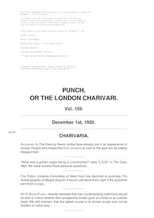 Punch, or the London Charivari, Volume 159, December 1, 1920
