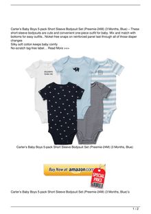 Carter8217s Baby Boys 5pack Short Sleeve Bodysuit Set Preemie24M 3 Months Blue Clothing Reviews