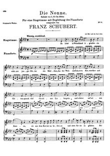 Partition complète, Die Nonne, D.212, The Nun, Schubert, Franz
