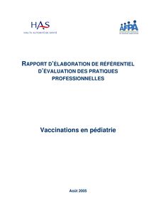 Vaccinations en pédiatrie - Vaccination pediatrie epp Rapport 2005