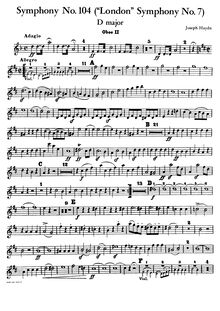 Partition hautbois 2, Symphony No. 104, London/Salomon, D Major