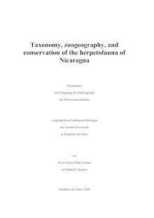 Taxonomy, zoogeography, and conservation of the herpetofauna of Nicaragua [Elektronische Ressource] / von Javier Sunyer Mac Lennan