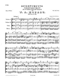 Partition complète, Divertimento, Salzburg Symphony No.3, F major