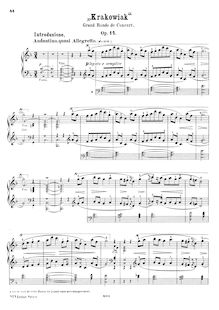 Partition complète (filter), Krakowiak, Rondeau de Concert  Krakowiak ; Rondo à la Krakowiak par Frédéric Chopin