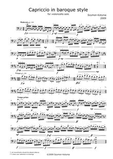 Partition complète (violoncelle), Capriccio pour violoncelle