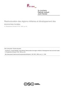 Restructuration des régions militaires et développement des économies locales - article ; n°1 ; vol.5, pg 6-8