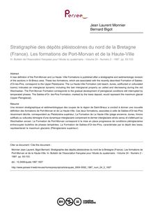 Stratigraphie des dépôts pléistocènes du nord de la Bretagne (France). Les formations de Port-Morvan et de la Haute-Ville - article ; n°2 ; vol.24, pg 93-103