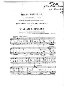 Partition complète, Missa Brevis en C major, C major, Newland, William Augustine