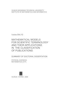 Mathematical models for scientific terminology and their applications in the classification of publications ; Mokslinės terminijos matematiniai modeliai ir jų taikymas leidinių klasifikavime