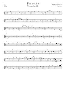 Partition ténor viole de gambe (alto clef), Fantasia pour 3 violes de gambe
