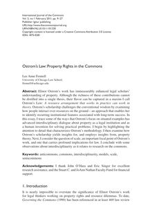 Ostrom’s Law: Property rights in the commons