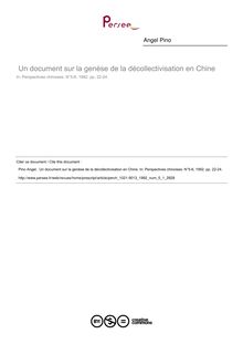 Un document sur la genèse de la décollectivisation en Chine - article ; n°1 ; vol.5, pg 22-24