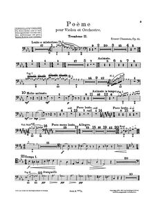Partition Trombone 2, Poème, Op.25, Chausson, Ernest