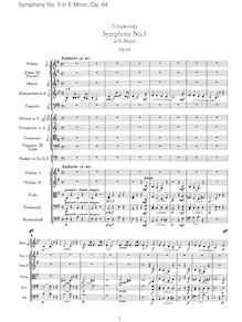 Partition , Andante—Allegro con anima, Symphony No.5, E minor, Tchaikovsky, Pyotr