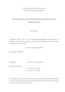 Characterization of the PTR peptide transporter family of Escherichia coli [Elektronische Ressource] / Daniel Harder
