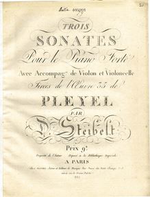 Partition de violoncelle, 3 Piano Trios, after Pleyel s Op.35