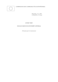 Livre vert sur les services d intérêt général - COM (2003) 270 final.
