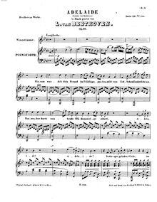 Série 23 N°216 - Partition complète, Adelaide, B♭ major, Beethoven, Ludwig van par Ludwig van Beethoven