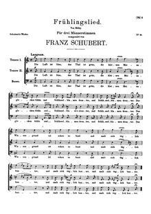 Partition Vocal score, Frühlingslied, D.243, Spring Song, Schubert, Franz