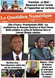 Quotidien Numérique D’Afrique N°1499 - Du Samedi 12 Septembre 2020