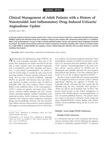 Clinical Management of Adult Patients with a History of Nonsteroidal Anti-Inflammatory Drug-Induced Urticaria/Angioedema: Update
