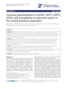 Common polymorphisms in GSTM1, GSTT1, GSTP1, GSTA1 and susceptibility to colorectal cancer in the Central European population