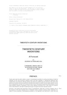 Twentieth Century Inventions - A Forecast