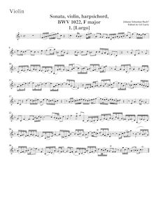 Partition de violon (1st mouvement), violon Sonata, Sonata for Violin and Keyboard