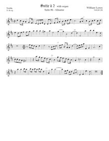 Partition viole de gambe aigue,  No.6 pour 2 violes de gambe et orgue par William Lawes