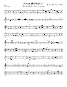 Partition ténor viole de gambe 2, octave aigu clef, italien madrigaux par Heinrich Schütz