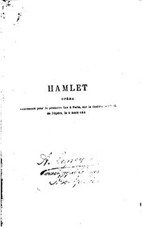 Partition Complete libretto, Hamlet, Opéra en cinq actes, Thomas, Ambroise