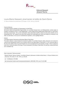 Louis-Marie Gessard, pharmacien et édile de Saint-Denis - article ; n°243 ; vol.67, pg 235-239