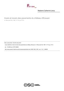 Avers et revers des pavements du château d Ecouen - article ; n°1 ; vol.116, pg 27-41