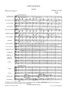 Partition Orchestral Score, Souvenirs, Op.62, Indy, Vincent d 