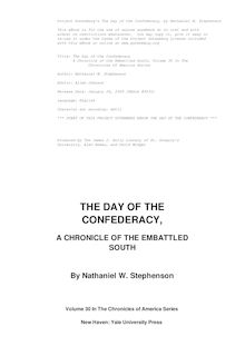 The Day of the Confederacy; a chronicle of the embattled South