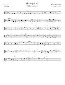Partition ténor viole de gambe 3, alto clef, Madrigali a Cinque Voci [Libro secondo] par Carlo Gesualdo