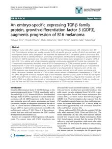 An embryo-specific expressing TGF-β family protein, growth-differentiation factor 3 (GDF3), augments progression of B16 melanoma