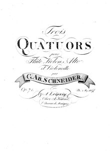 Partition violoncelle, 3 flûte quatuors, Op.71, Schneider, Georg Abraham