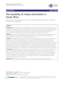 The feasibility of malaria elimination in South Africa