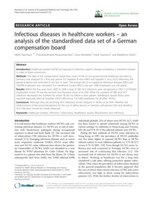 Infectious diseases in healthcare workers – an analysis of the standardised data set of a German compensation board